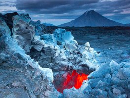 The underground entrance to a volcano in the Kamchatka Peninsula, Russia